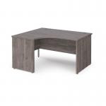 Maestro 25 left hand ergonomic desk 1400mm wide - grey oak top with panel end leg