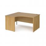 Maestro 25 left hand ergonomic desk 1400mm wide - oak top with panel end leg