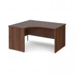 Maestro 25 left hand ergonomic desk 1400mm wide - walnut top with panel end leg MP14ELW