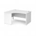 Maestro 25 left hand ergonomic desk 1400mm wide - white top with panel end leg MP14ELWH