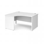 Maestro 25 left hand ergonomic desk 1400mm wide - white top with panel end leg