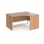 Maestro 25 right hand ergonomic desk 1400mm wide - beech top with panel end leg MP14ERB