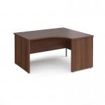 Maestro 25 right hand ergonomic desk 1400mm wide - walnut top with panel end leg MP14ERW