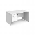 Maestro 25 straight desk 1400mm x 800mm with 2 drawer pedestal - white top with panel end leg MP14P2WH