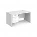 Maestro 25 straight desk 1400mm x 800mm with 2 drawer pedestal - white top with panel end leg MP14P2WH