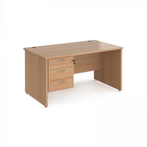 Maestro 25 straight desk 1400mm x 800mm with 3 drawer pedestal - beech