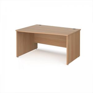 Maestro 25 left hand wave desk 1400mm wide - beech top with panel end