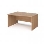 Maestro 25 left hand wave desk 1400mm wide - beech top with panel end leg MP14WLB