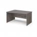 Maestro 25 left hand wave desk 1400mm wide - grey oak top with panel end leg MP14WLGO