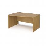 Maestro 25 left hand wave desk 1400mm wide - oak top with panel end leg MP14WLO