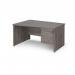 Maestro 25 left hand wave desk 1400mm wide with 2 drawer pedestal - grey oak top with panel end leg MP14WLP2GO