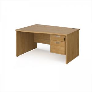 Maestro 25 left hand wave desk 1400mm wide with 2 drawer pedestal -
