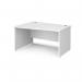 Maestro 25 left hand wave desk 1400mm wide - white top with panel end leg MP14WLWH