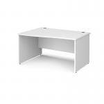 Maestro 25 left hand wave desk 1400mm wide - white top with panel end leg MP14WLWH