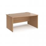 Maestro 25 right hand wave desk 1400mm wide - beech top with panel end leg MP14WRB