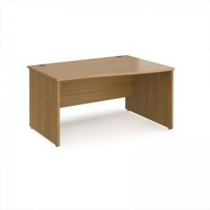 Maestro 25 right hand wave desk 1400mm wide - oak top with panel end
