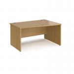 Maestro 25 right hand wave desk 1400mm wide - oak top with panel end leg MP14WRO