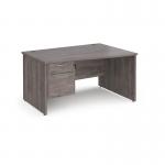 Maestro 25 right hand wave desk 1400mm wide with 2 drawer pedestal - grey oak top with panel end leg MP14WRP2GO
