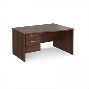 Maestro 25 right hand wave desk 1400mm wide with 2 drawer pedestal -