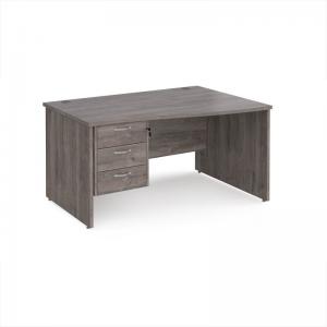 Maestro 25 right hand wave desk 1400mm wide with 3 drawer pedestal -