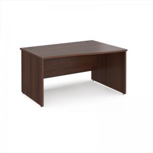 Maestro 25 right hand wave desk 1400mm wide - walnut top with panel