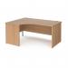 Maestro 25 left hand ergonomic desk 1600mm wide - beech top with panel end leg MP16ELB