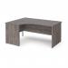 Maestro 25 left hand ergonomic desk 1600mm wide - grey oak top with panel end leg MP16ELGO