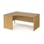 Maestro 25 left hand ergonomic desk 1600mm wide - oak top with panel end leg MP16ELO