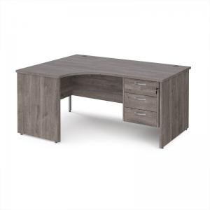 Maestro 25 left hand ergonomic desk 1600mm wide with 3 drawer pedestal