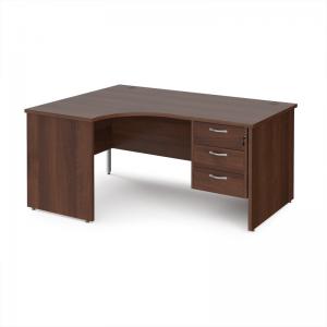 Maestro 25 left hand ergonomic desk 1600mm wide with 3 drawer pedestal