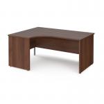 Maestro 25 left hand ergonomic desk 1600mm wide - walnut top with panel end leg MP16ELW