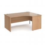Maestro 25 right hand ergonomic desk 1600mm wide - beech top with panel end leg MP16ERB