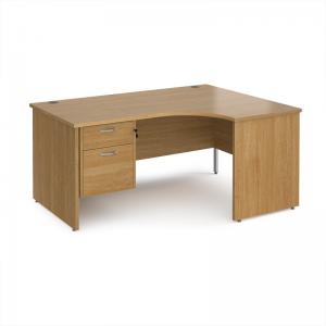 Maestro 25 right hand ergonomic desk 1600mm wide with 2 drawer