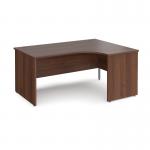 Maestro 25 right hand ergonomic desk 1600mm wide - walnut top with panel end leg MP16ERW