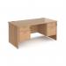 Maestro 25 straight desk 1600mm x 800mm with two x 2 drawer pedestals - beech top with panel end leg MP16P22B