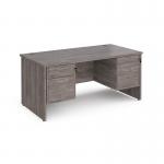 Maestro 25 straight desk 1600mm x 800mm with two x 2 drawer pedestals - grey oak top with panel end leg MP16P22GO