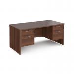 Maestro 25 straight desk 1600mm x 800mm with two x 2 drawer pedestals - walnut top with panel end leg MP16P22W