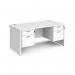 Maestro 25 straight desk 1600mm x 800mm with two x 2 drawer pedestals - white top with panel end leg MP16P22WH