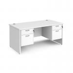Maestro 25 straight desk 1600mm x 800mm with two x 2 drawer pedestals - white top with panel end leg MP16P22WH