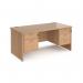 Maestro 25 straight desk 1600mm x 800mm with 2 and 3 drawer pedestals - beech top with panel end leg MP16P23B