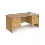Maestro 25 straight desk 1600mm x 800mm with 2 and 3 drawer pedestals - oak top with panel end leg MP16P23O