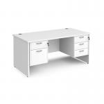 Maestro 25 straight desk 1600mm x 800mm with 2 and 3 drawer pedestals - white top with panel end leg MP16P23WH