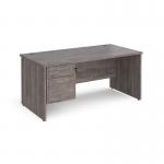 Maestro 25 straight desk 1600mm x 800mm with 2 drawer pedestal - grey oak top with panel end leg MP16P2GO