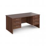 Maestro 25 straight desk 1600mm x 800mm with two x 3 drawer pedestals - walnut top with panel end leg MP16P33W