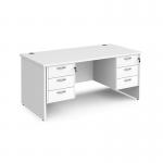 Maestro 25 straight desk 1600mm x 800mm with two x 3 drawer pedestals - white top with panel end leg MP16P33WH
