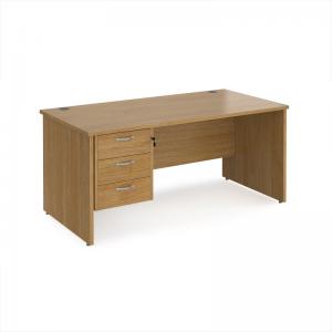 Maestro 25 straight desk 1600mm x 800mm with 3 drawer pedestal - oak