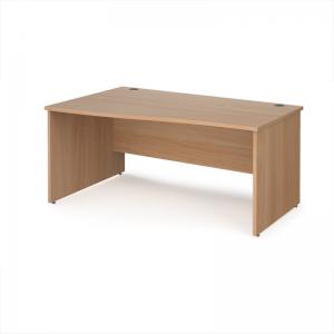 Maestro 25 left hand wave desk 1600mm wide - beech top with panel end