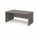 Maestro 25 left hand wave desk 1600mm wide - grey oak top with panel end leg MP16WLGO