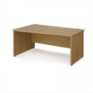 Maestro 25 left hand wave desk 1600mm wide - oak top with panel end