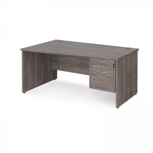 Maestro 25 left hand wave desk 1600mm wide with 2 drawer pedestal -